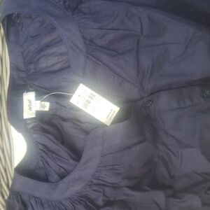 💙AERIE Navy Button-Up Peasant Blouse